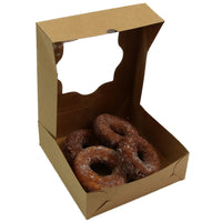 Kraft Pastry Boxes with Windows, Natural Brown, Auto Popup, Sturdy