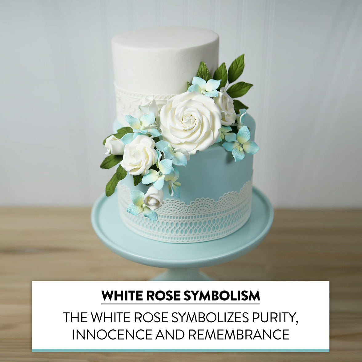 Rebecca Roses, Gum Paste Flowers for Cakes, by Global Sugar Art, White, Large