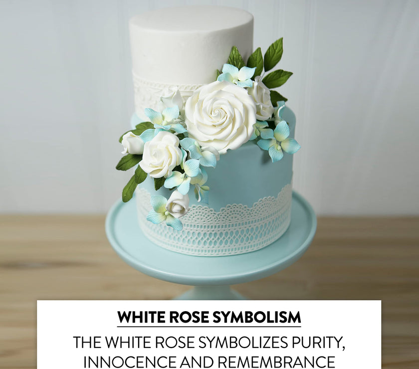 Rebecca Roses, Gum Paste Flowers for Cakes, by Global Sugar Art, White, Large