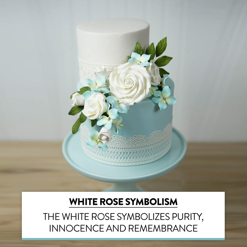 Rebecca Roses, Gum Paste Flowers for Cakes, by Global Sugar Art, White, Large