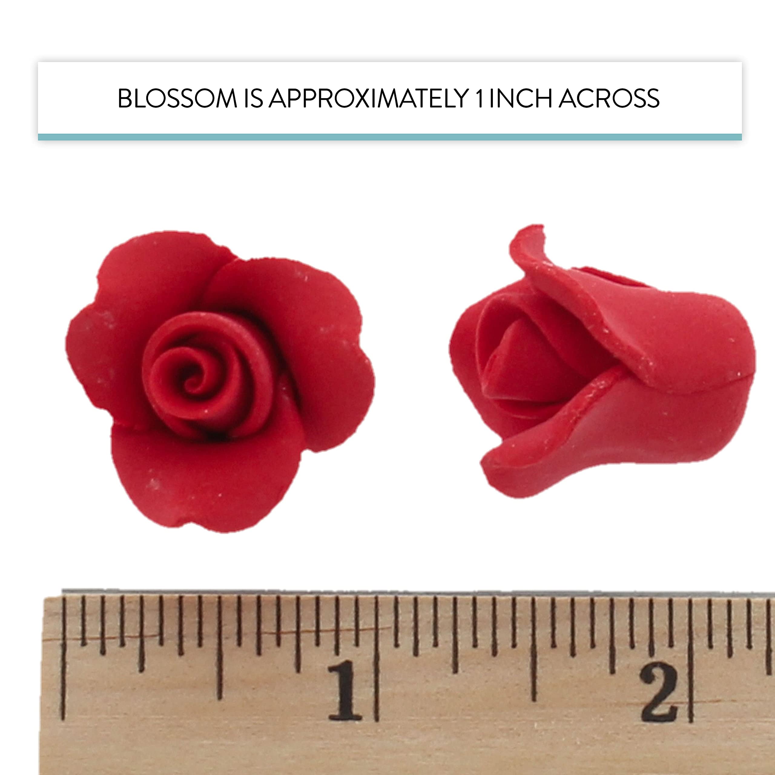 Tiny Rose Sugar Flowers, Edible Cupcake Toppers, Extra Small, by Global Sugar Art, Red