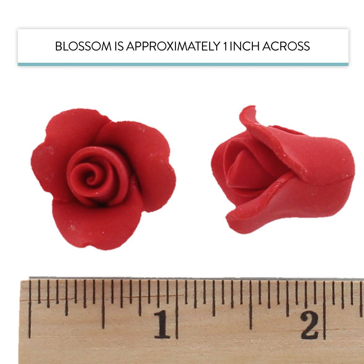 Tiny Rose Sugar Flowers, Edible Cupcake Toppers, Extra Small, by Global Sugar Art, Red