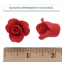 Tiny Rose Sugar Flowers, Edible Cupcake Toppers, Extra Small, by Global Sugar Art, Red