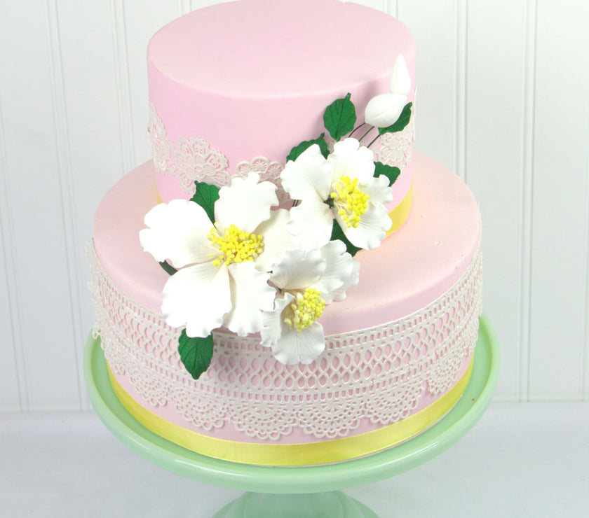 Orchid Sugar Cake Flowers, Camellia Orchid Spray, by Global Sugar Art, White