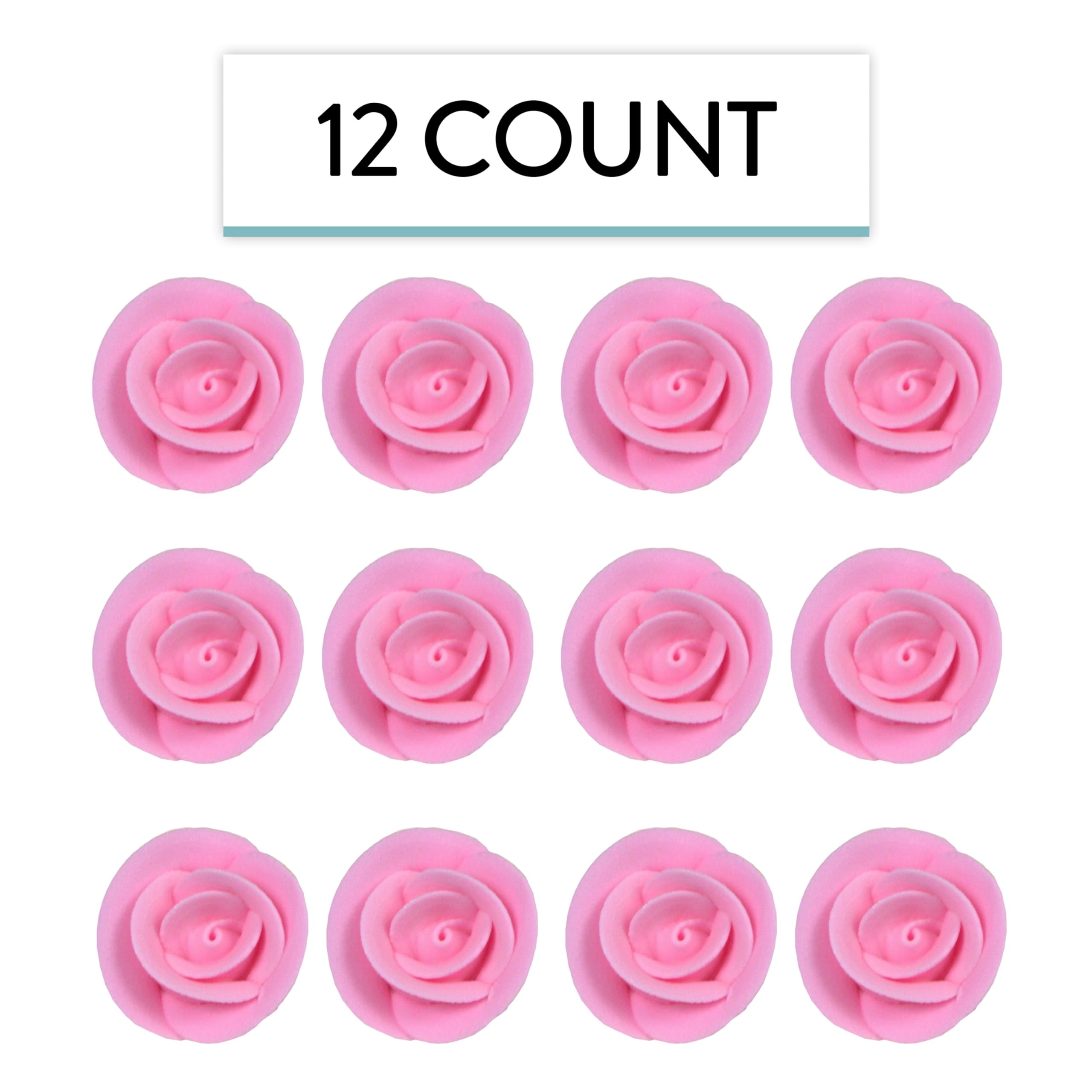 Premium Edible Roses for Cakes and Cupcakes, Sweet Royal Icing Roses, by Global Sugar Art, Pink