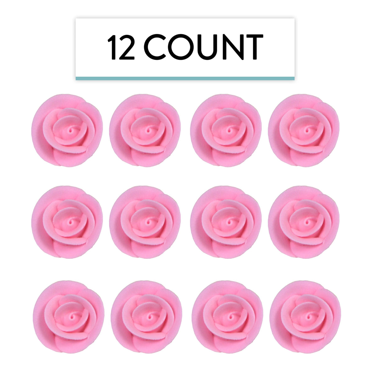 Premium Edible Roses for Cakes and Cupcakes, Sweet Royal Icing Roses, by Global Sugar Art, Pink