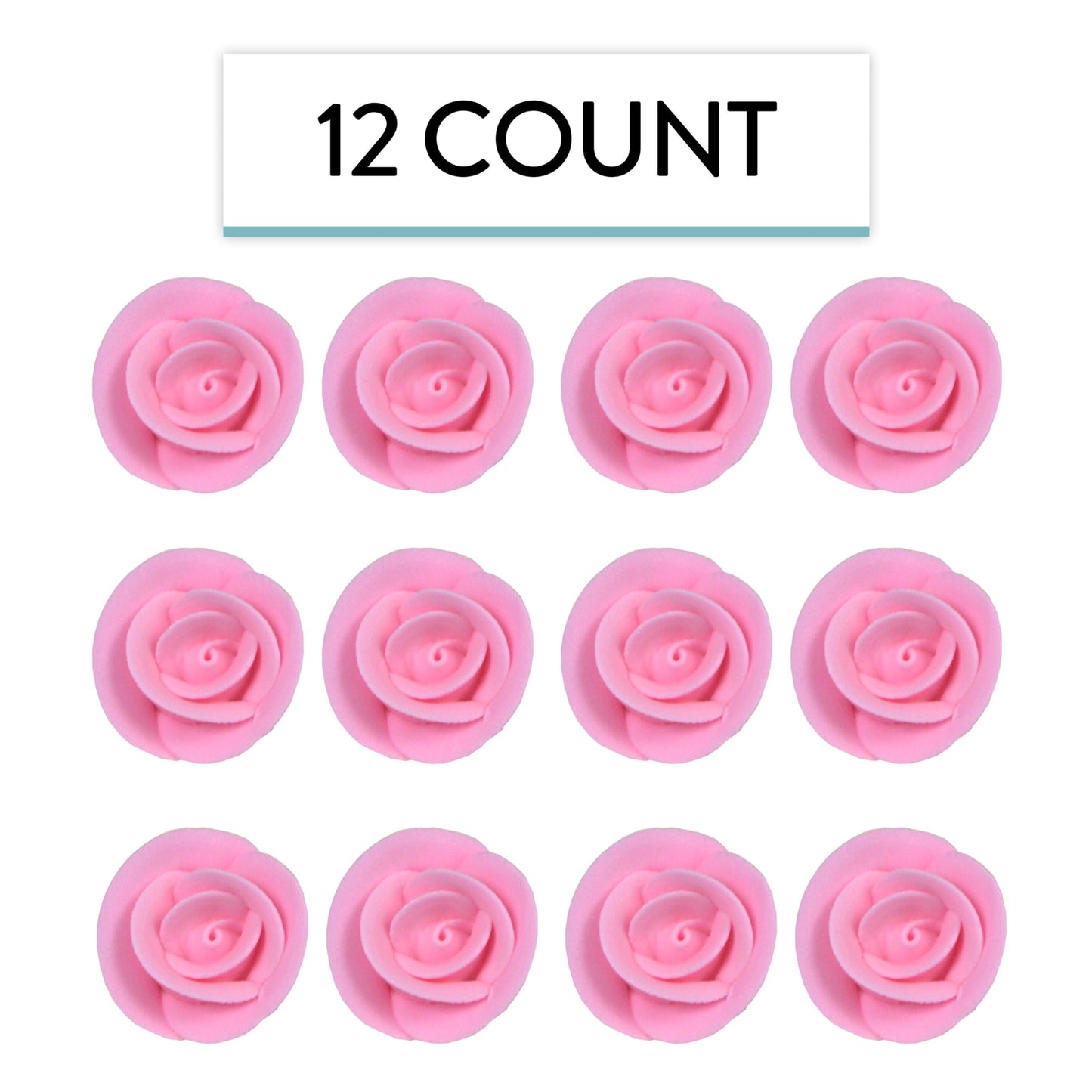 Pink Edible Roses, 1.5-inch, 12 Count