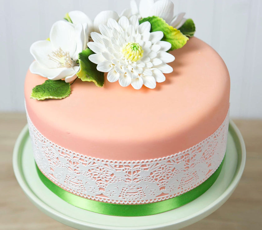 Global Sugar Art Sugar White and Green Anemone by Chef Alan Tetreault, 3 Count