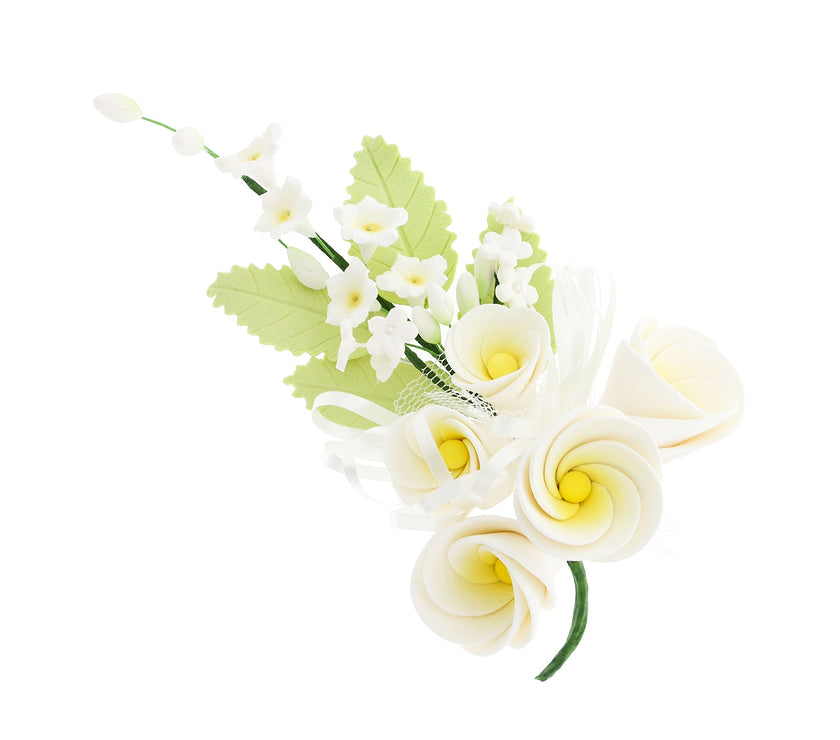 Tropical Cake Topper Frangipani Spray Gum Paste Flower by Global Sugar Art, Large