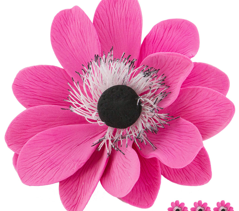 Global Sugar Art Sugar Pink and Black Anemone by Chef Alan Tetreault, 3 Count