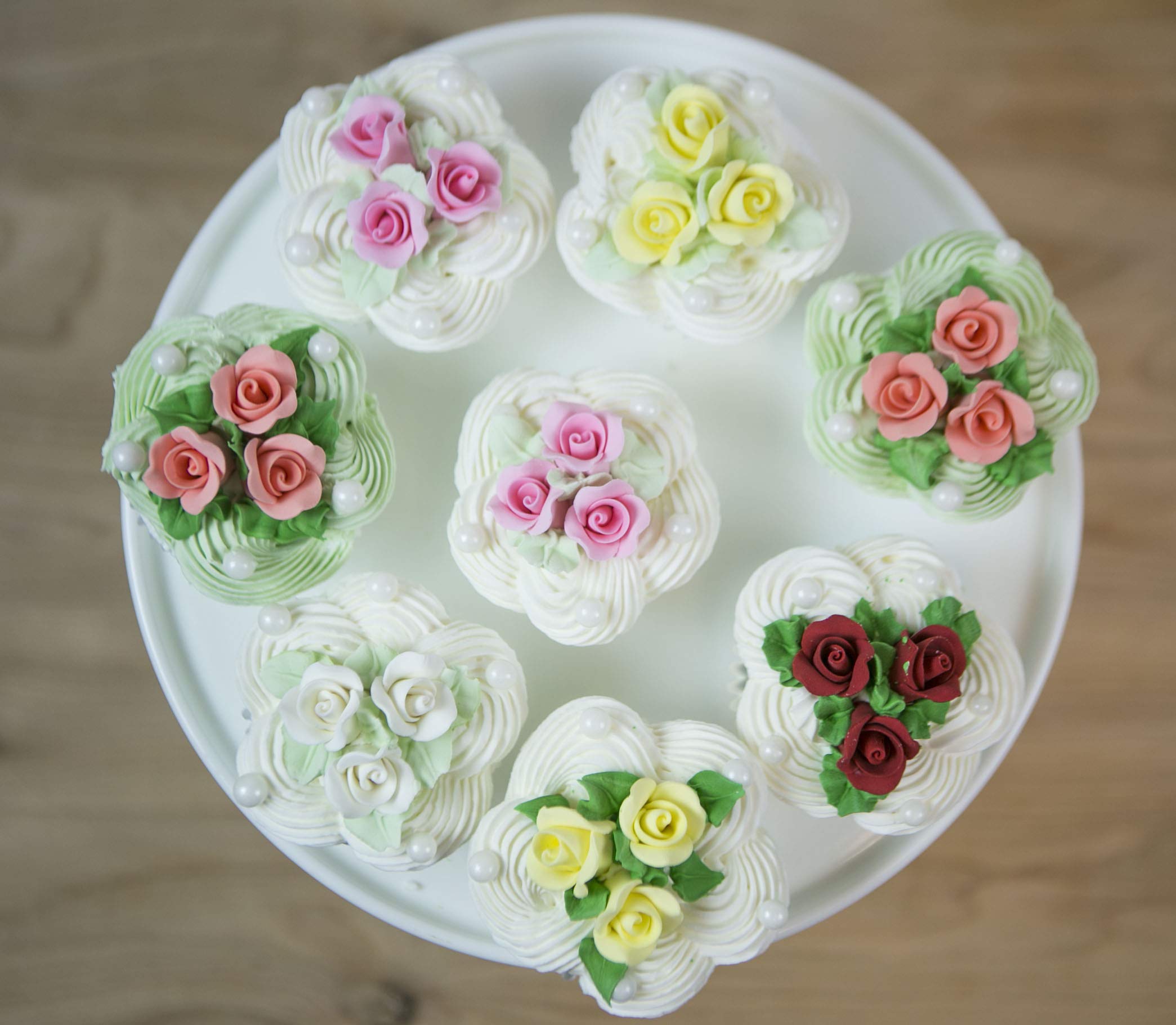 Tiny Rose Sugar Flowers, Edible Cupcake Toppers, Extra Small, by Global Sugar Art, Yellow