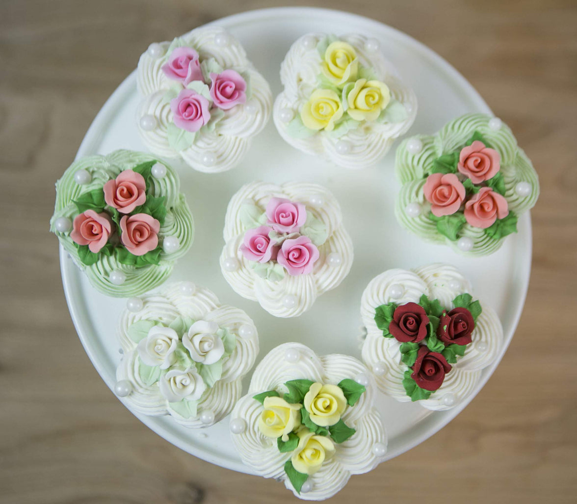 Tiny Rose Sugar Flowers, Edible Cupcake Toppers, Extra Small, by Global Sugar Art, Yellow