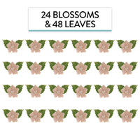 Flower Blossoms with Leaves, Edible Sugar Flowers for Cakes & Cupcakes, by Global Sugar Art, Peach