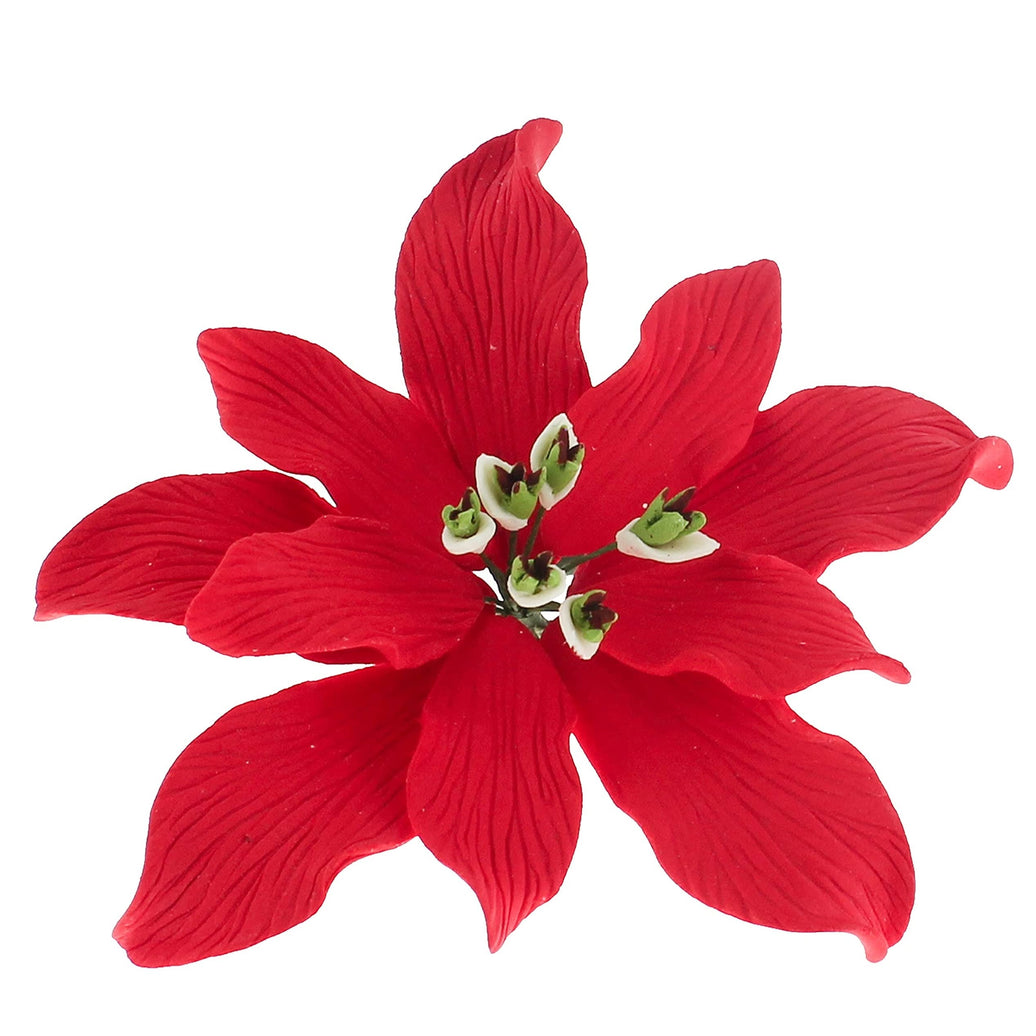 Christmas Poinsettia Sugar Flowers for Cakes, by Global Sugar Art, Small Poinsettia