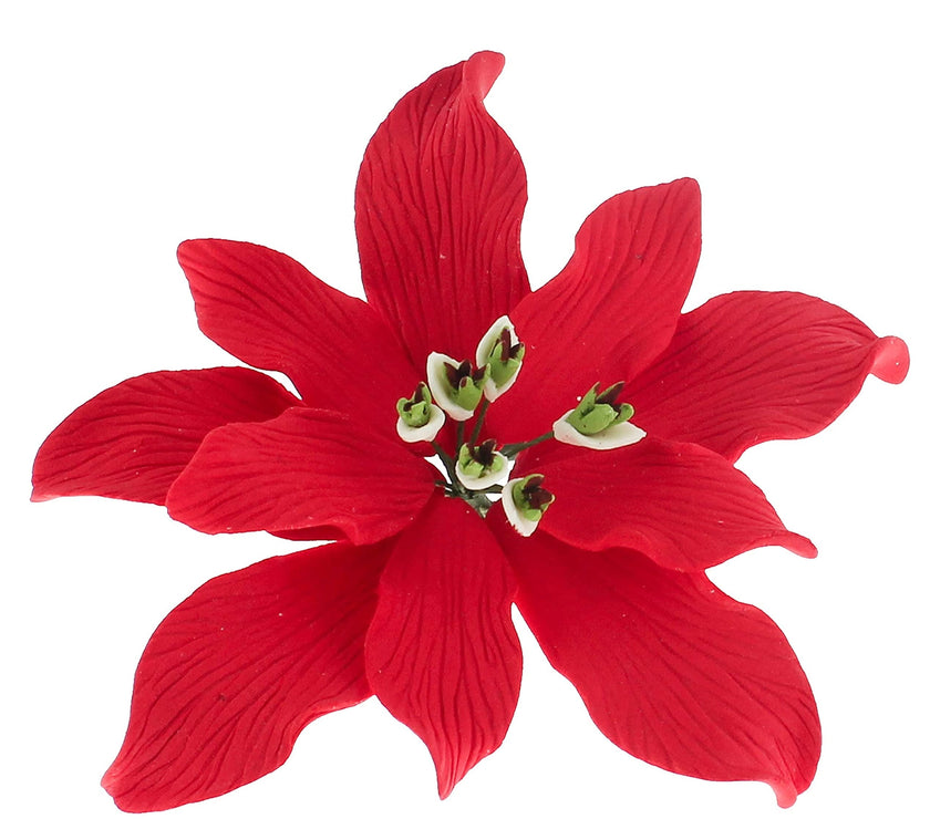 Christmas Poinsettia Sugar Flowers for Cakes, by Global Sugar Art, Small Poinsettia