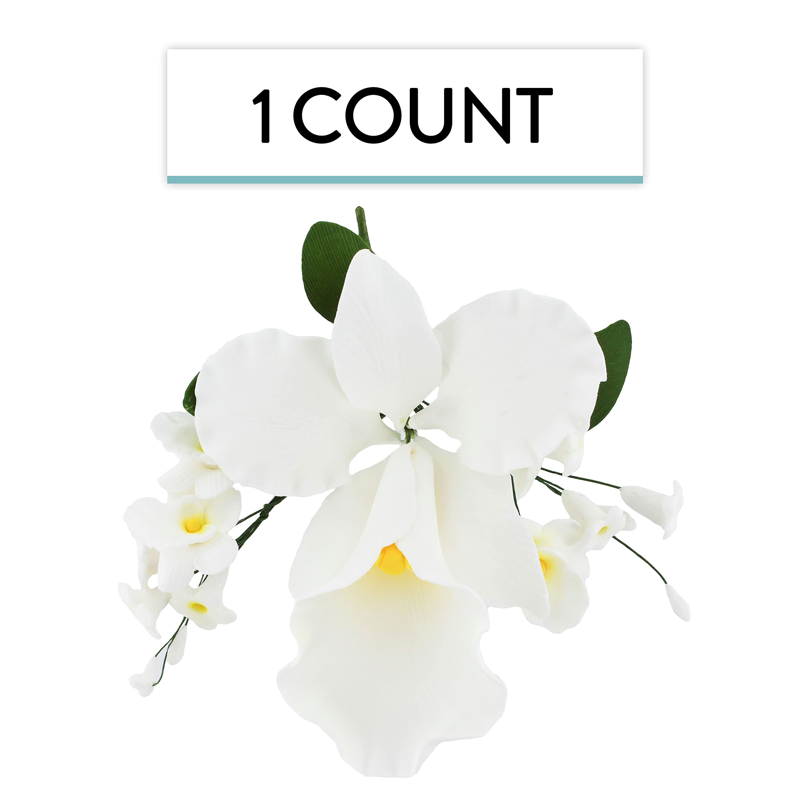 Orchid Sugar Cake Flower Sprays, White Cattleya Arched Orchid Spray, by Global Sugar Art