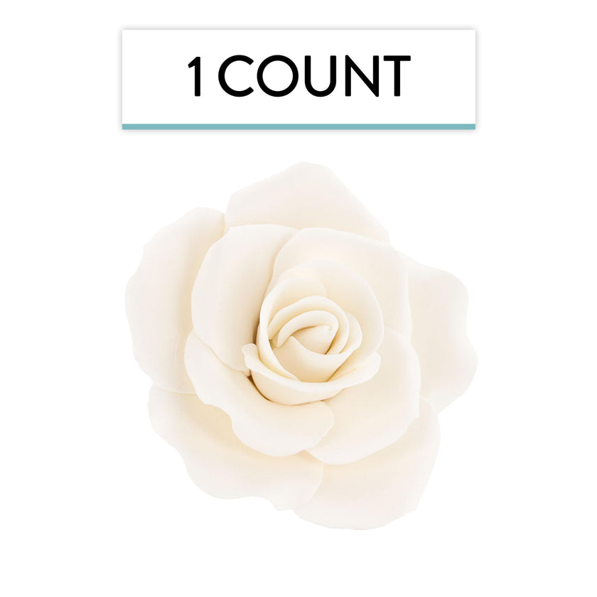 Jumbo Rose Sugar Cake Flowers by Global Sugar Art, White