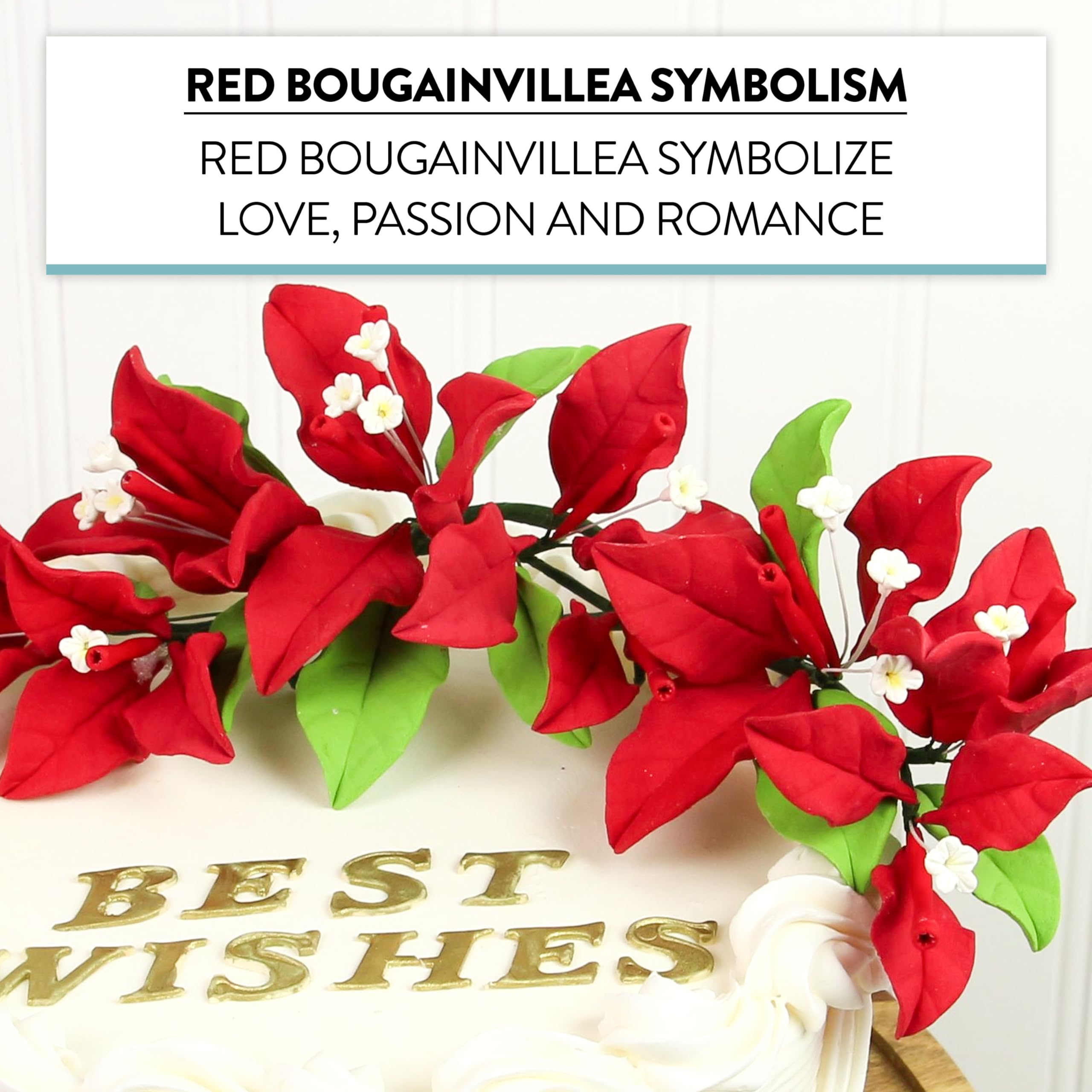 Bougainvillea Sugar Cake Flowers, Tropical Cake Decorations, by Global Sugar Art, Red