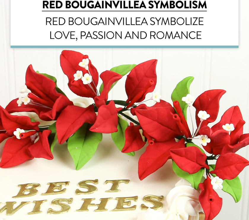 Bougainvillea Sugar Cake Flowers, Tropical Cake Decorations, by Global Sugar Art, Red