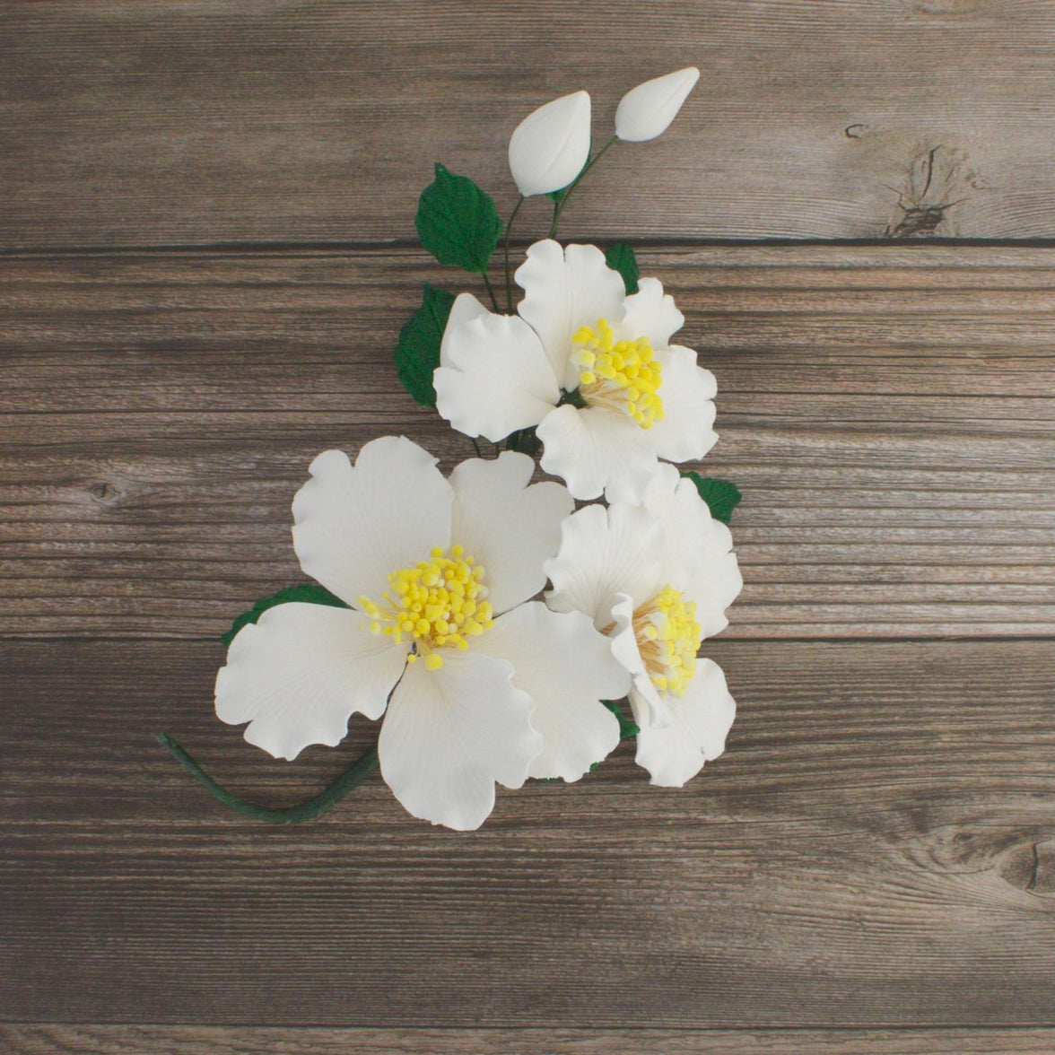 Orchid Sugar Cake Flowers, Camellia Orchid Spray, by Global Sugar Art, White