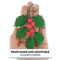 Christmas Holly Leaf Sprays for Cakes and Decorating, by Global Sugar Art