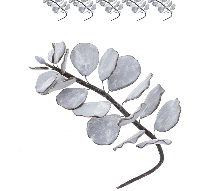 Eucalyptus Sugar Flowers for Cake Decorating, by Global Sugar Art, 5 Count, Silver