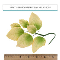 Pale Yellow and Green Rose Leaf Spray, Cake Decoration by Global Sugar Art, 3 Count