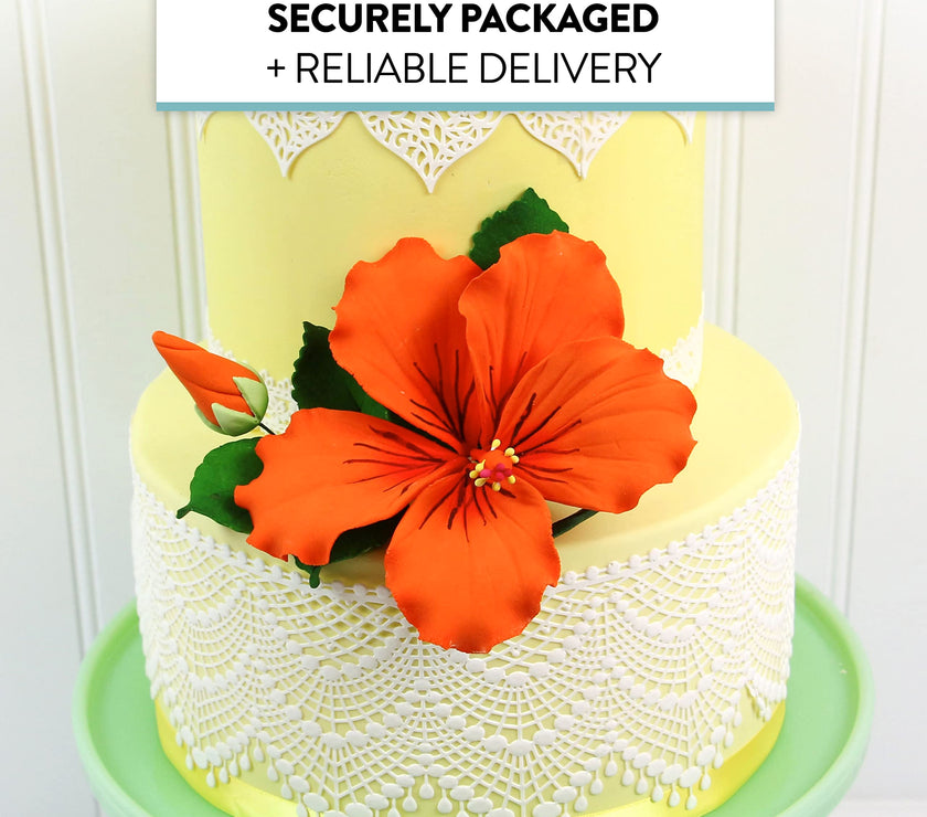 Tropical Hibiscus Sugar Cake Flower Spray by Global Sugar Art, Orange