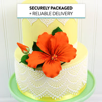 Tropical Hibiscus Sugar Cake Flower Spray by Global Sugar Art, Orange
