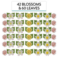 Roses, Blossoms & Leaves Gum Paste Cake Flowers 42 Count Sugar Flowers by Global Sugar Art