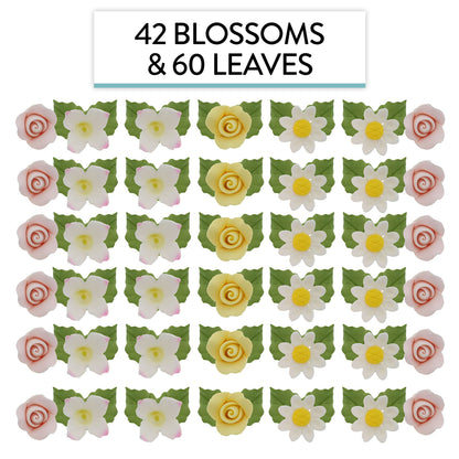Small Roses & Blossoms with Leaves Kit, Assorted Colors, 42 Count