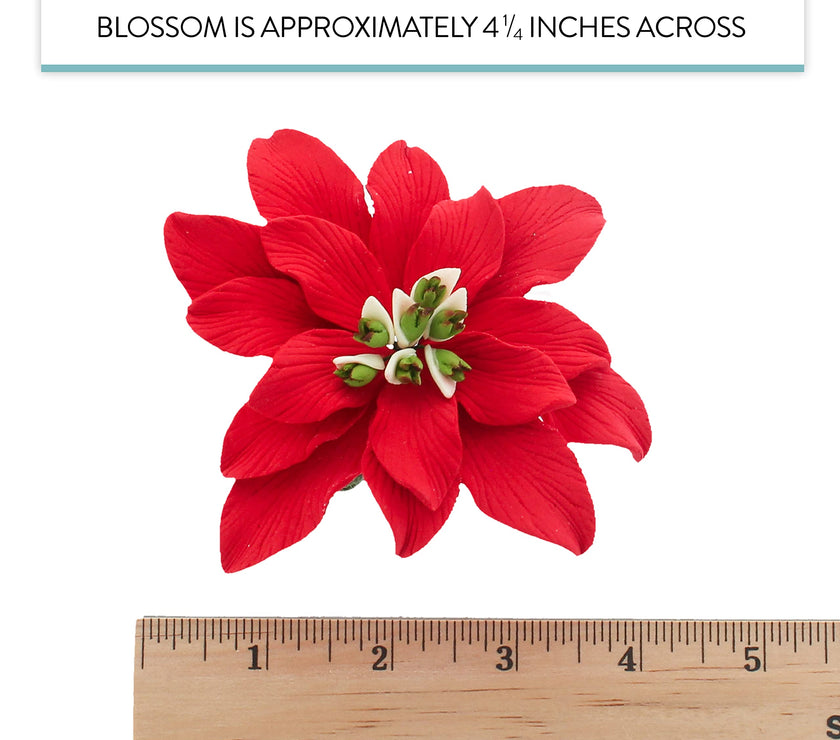 Christmas Poinsettia Sugar Flowers for Cakes, by Global Sugar Art, Large Poinsettia
