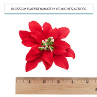 Christmas Poinsettia Sugar Flowers for Cakes, by Global Sugar Art, Large Poinsettia