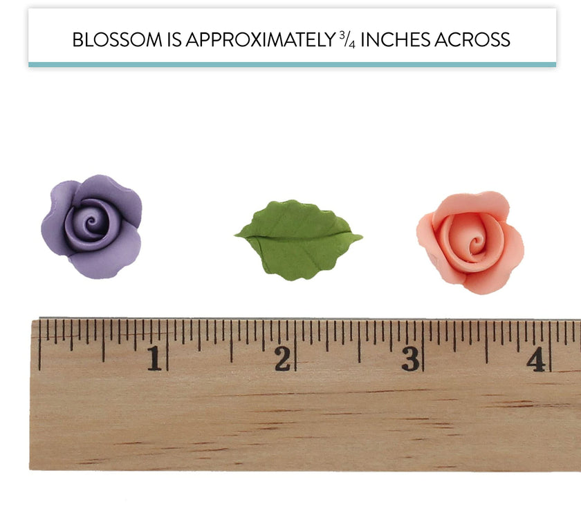 Roses & Leaves Gum Paste Cake Flowers 30 Count Sugar Flowers by Global Sugar Art