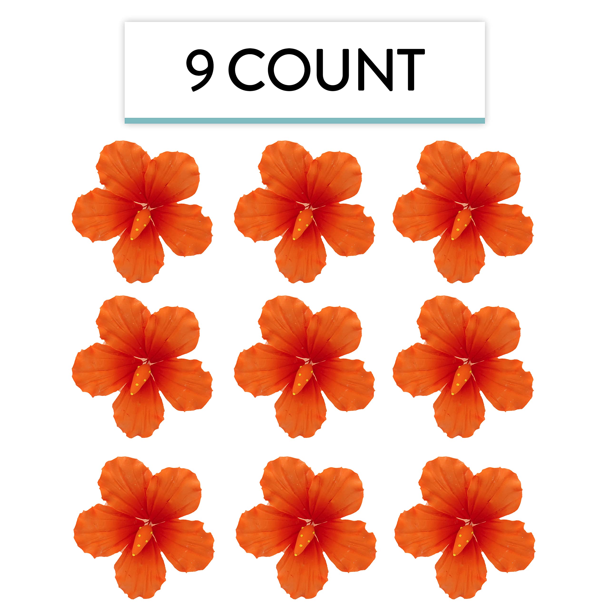 Hibiscus Sugar Cake Flowers, Orange Tropical Sugar Flowers, by Global Sugar Art