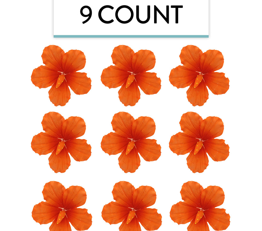 Hibiscus Sugar Cake Flowers, Orange Tropical Sugar Flowers, by Global Sugar Art