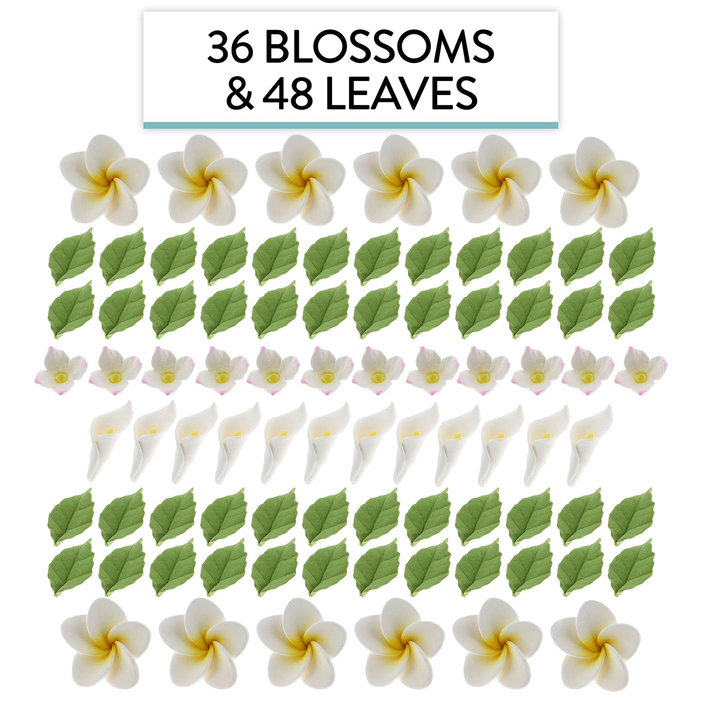 Tropical Flowers with Leaves Kit, 36 Count