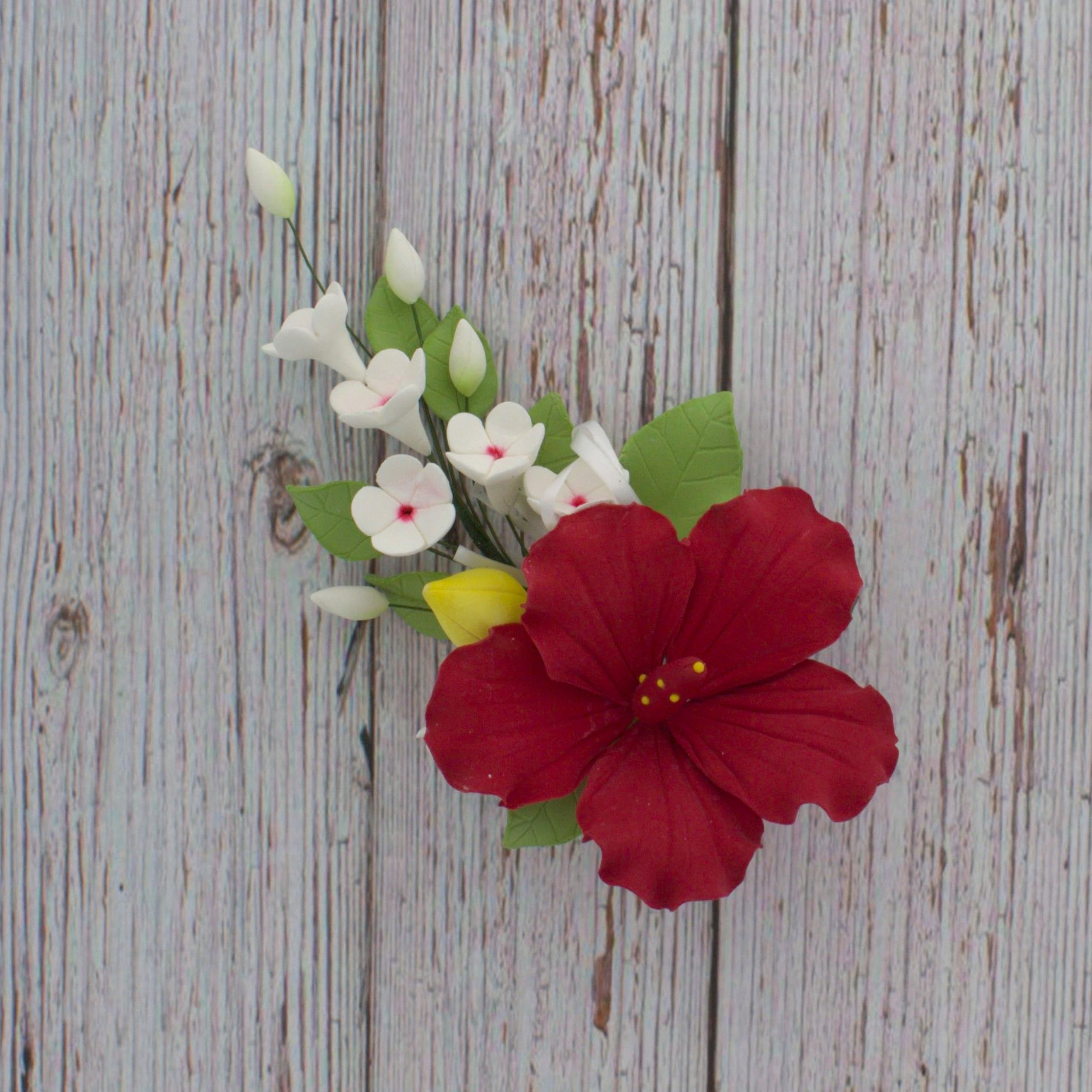 Red Hawaiian Cake Flower Hibiscus Sugar Flower Topper by Global Sugar Art