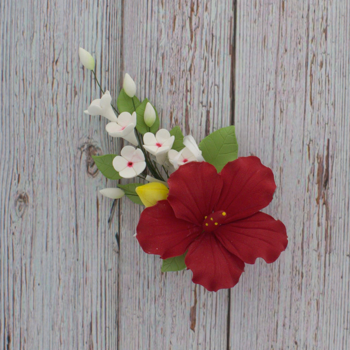 Red Hawaiian Cake Flower Hibiscus Sugar Flower Topper by Global Sugar Art