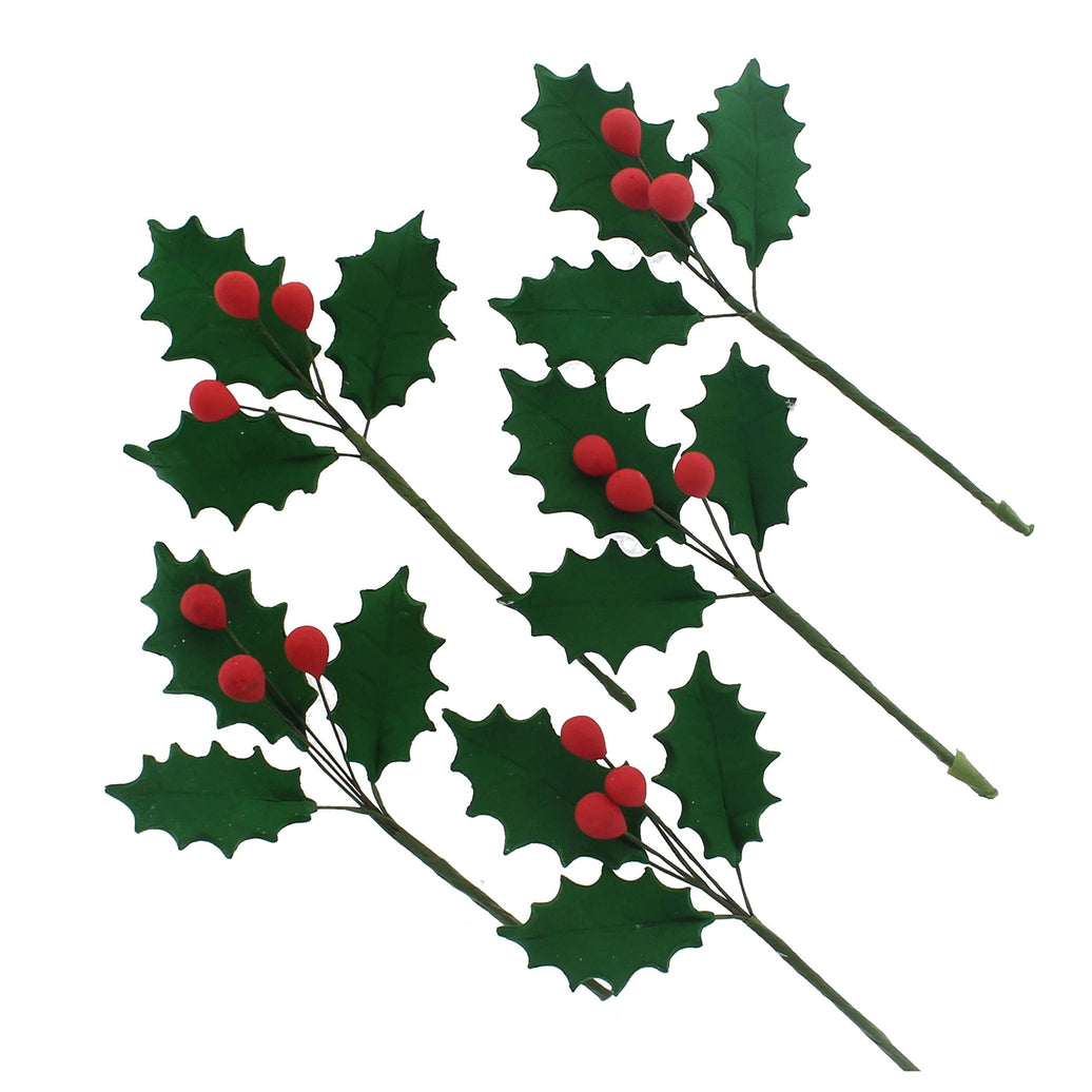 Christmas Holly Leaf Sprays for Cakes and Decorating, by Global Sugar Art