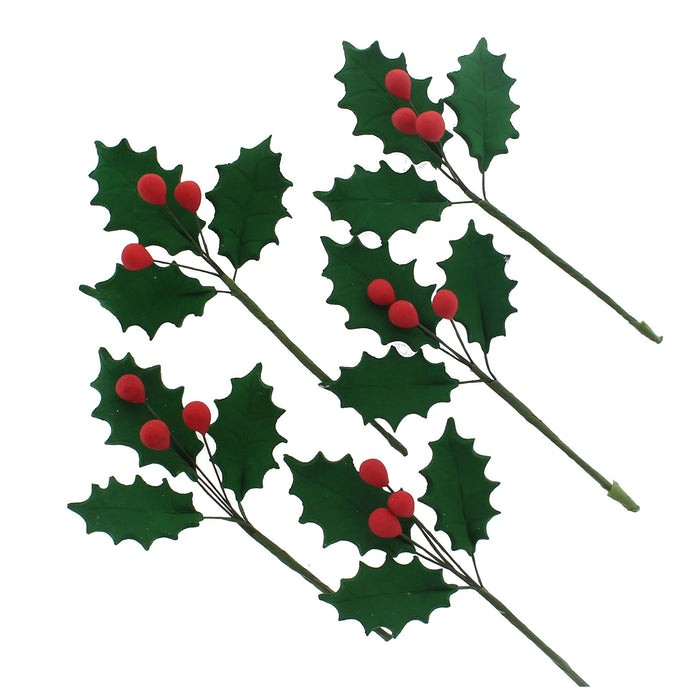Christmas Holly Leaf Sprays for Cakes and Decorating, by Global Sugar Art