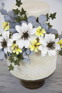 Eucalyptus Sugar Flowers for Cake Decorating, by Global Sugar Art, 5 Count, Silver