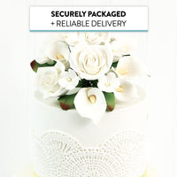 Wedding Cake Topper, White Calla Lily and Rose Bouquet, by Global Sugar Art