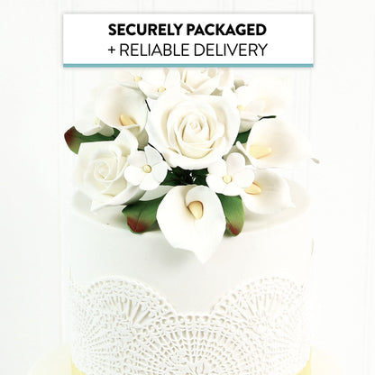 White Calla Lily and Rose Bouquet for Wedding Cakes, 1 Count