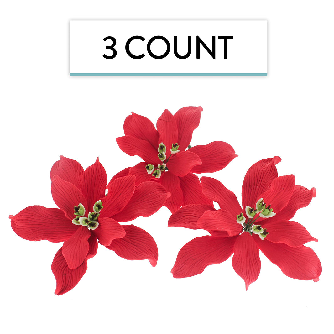 Christmas Poinsettia Sugar Flowers for Cakes, by Global Sugar Art, Small Poinsettia