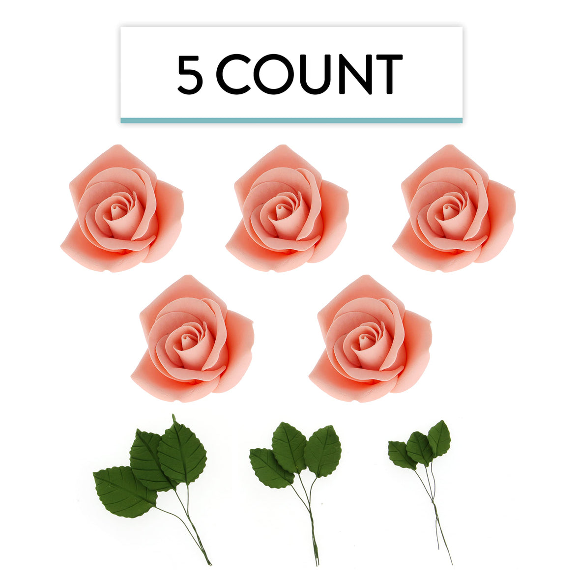 Peace Rose Sugar Flowers with Leaves, Cake Decorating Kit, by Global Sugar Art, Medium, Apricot