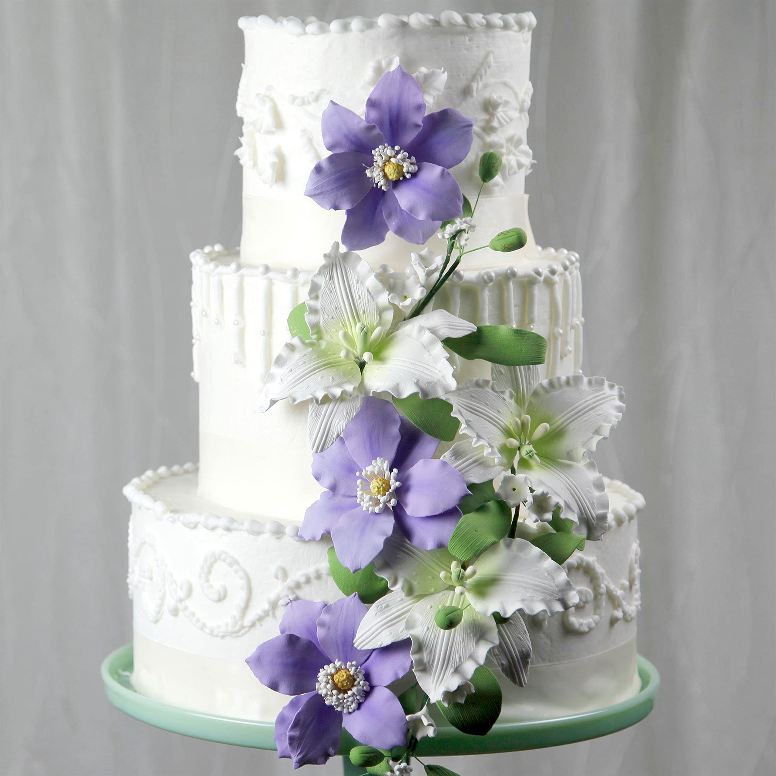 Clematis Gum Paste Sugar Cake Flowers by Global Sugar Art, Purple, 9 Count