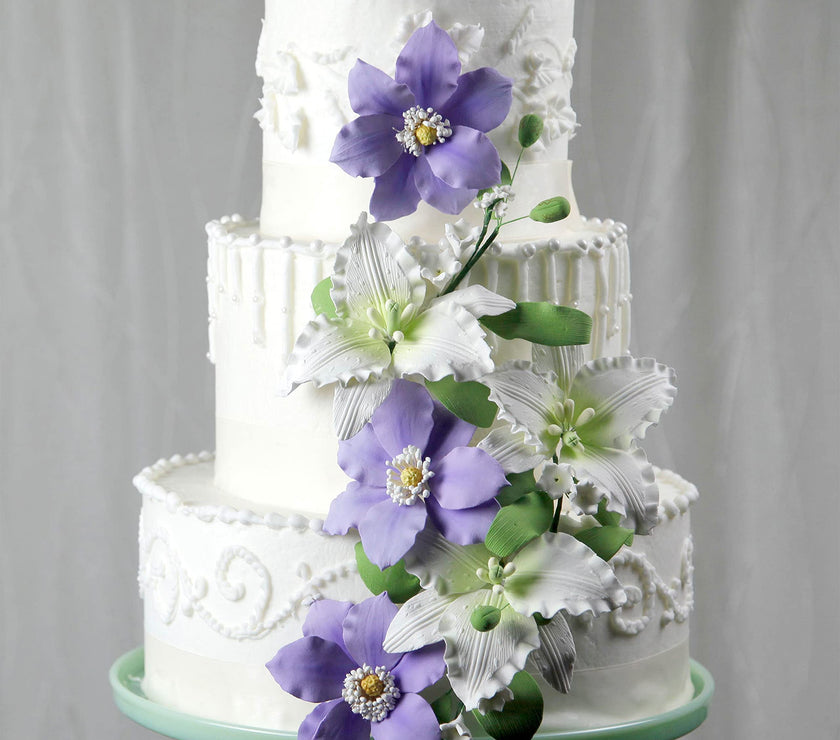 Clematis Gum Paste Sugar Cake Flowers by Global Sugar Art, Purple, 9 Count