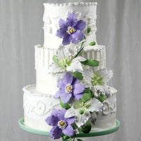 Clematis Gum Paste Sugar Cake Flowers by Global Sugar Art, Purple, 9 Count