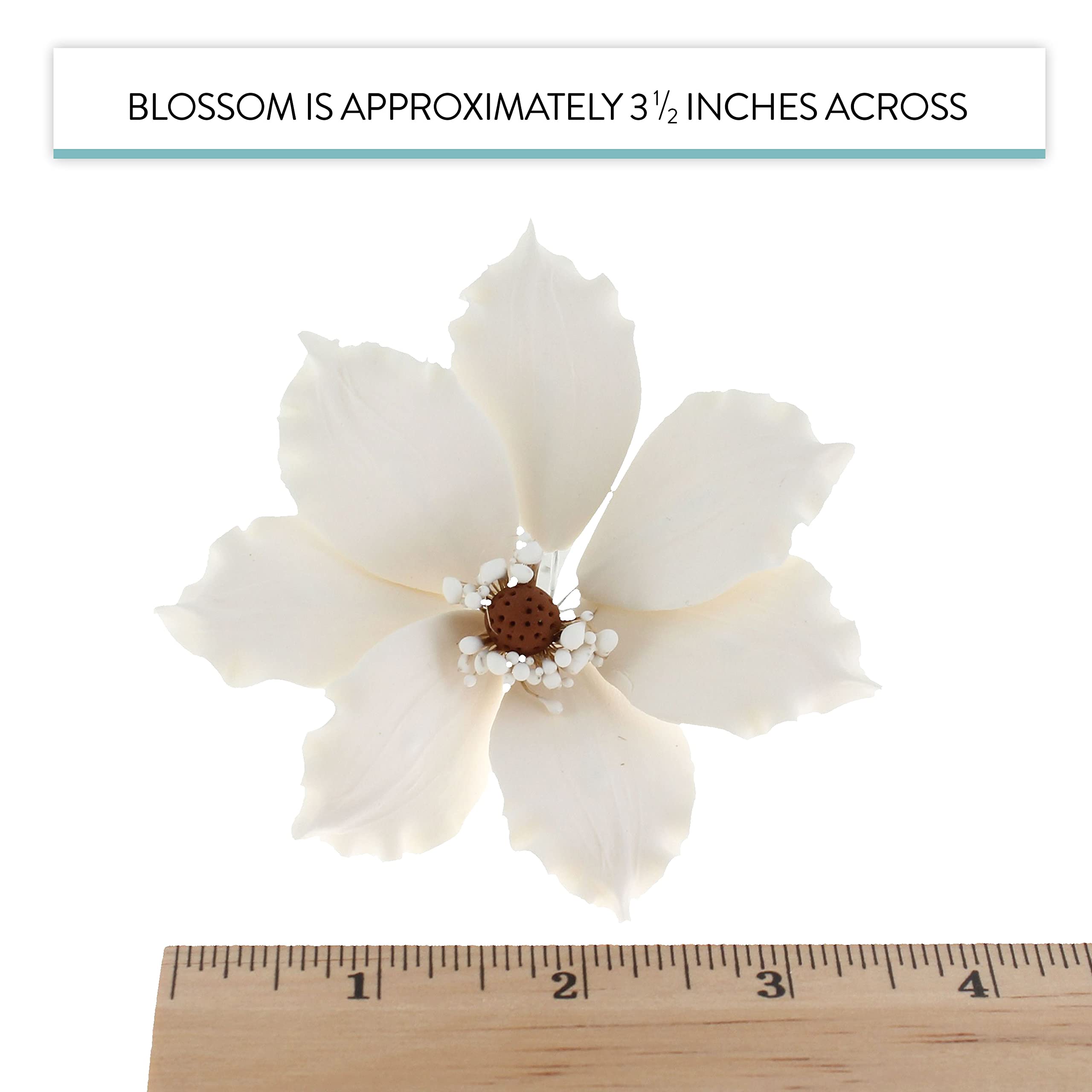 Clematis Gum Paste Sugar Cake Flowers by Global Sugar Art, White, 3 Count